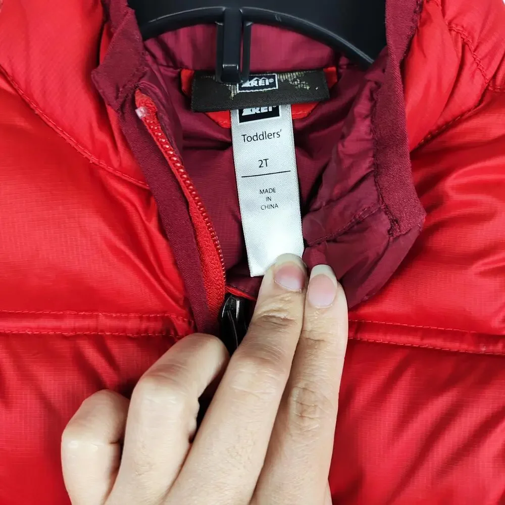 REI Vest Toddler Boys 2T Red Down Puffer Quilted Zip Hiking Winter Insulated